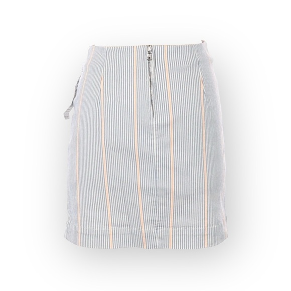 new 3x1 ᯾ Jane Ruffle Stretch Denim Mini Skirt ᯾ Blue Ticking Stripe ᯾ XS ᯾ Chic - Picture 4 of 16
